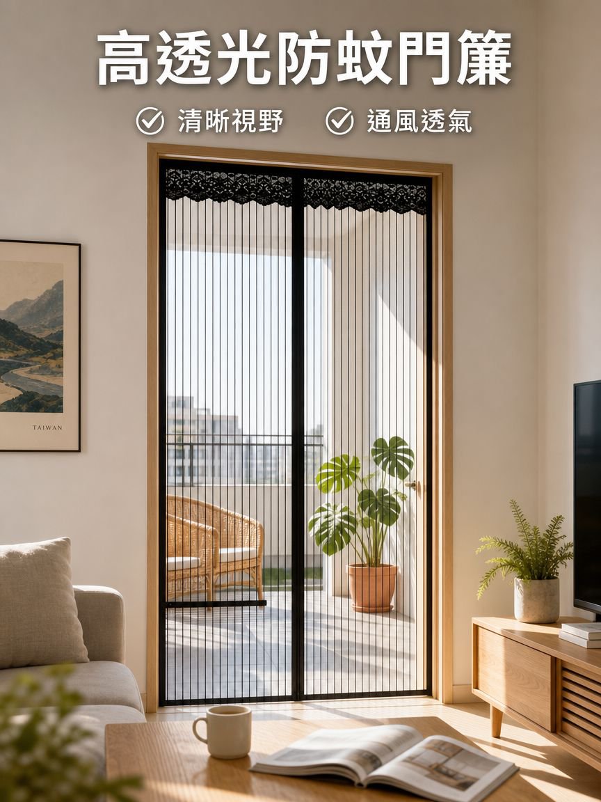 免打孔磁吸式防蚊蟲門簾