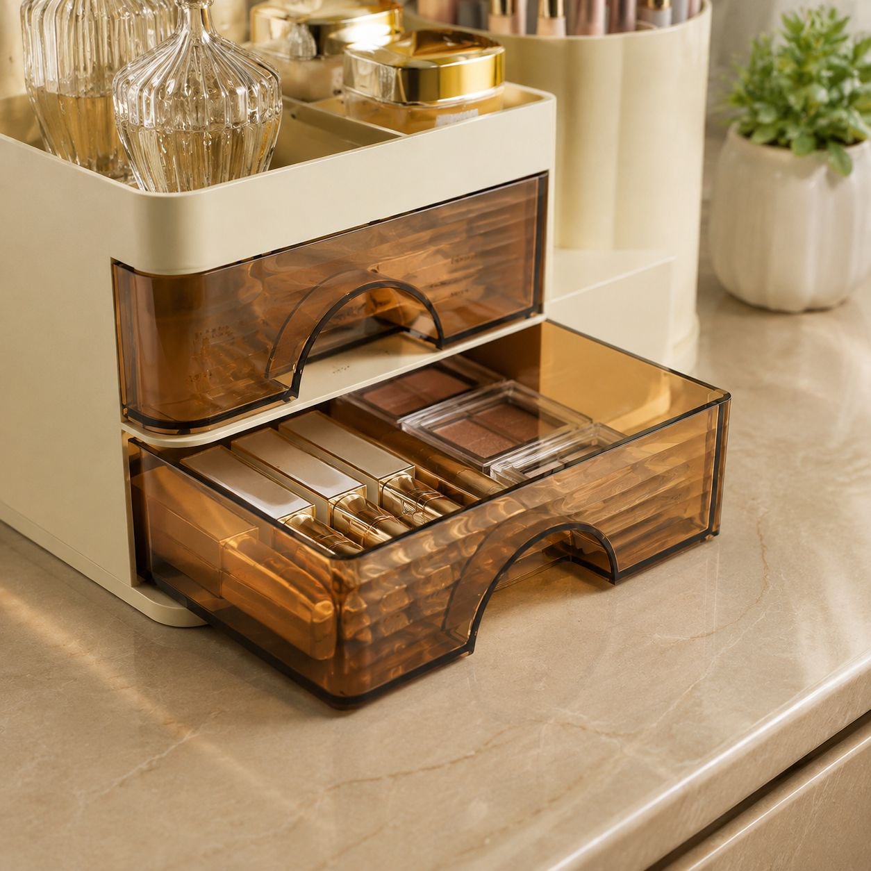 Desktop Cosmetic Storage Box Rotating Brush Tube Dust-proof Lipstick Rack