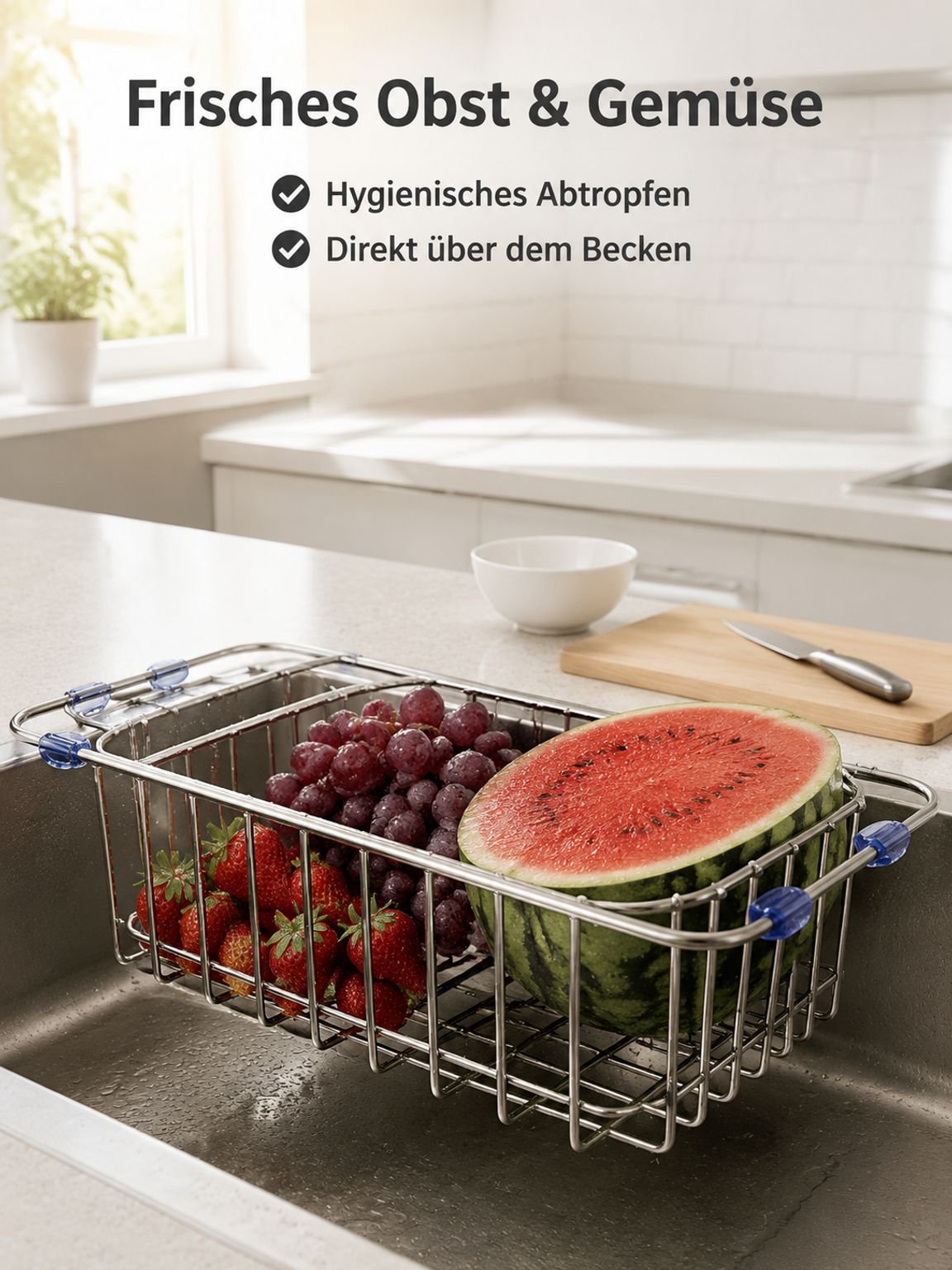 Einfach zu reinigendes und langlebiges Abtropfregal