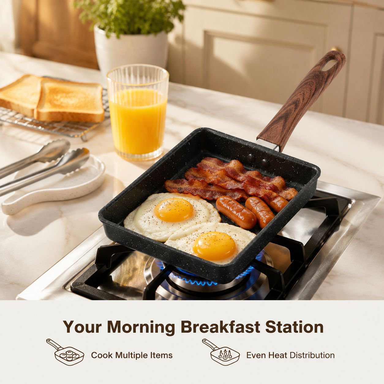 Anti-stick Rectangular Maifan Stone Omelette Pan