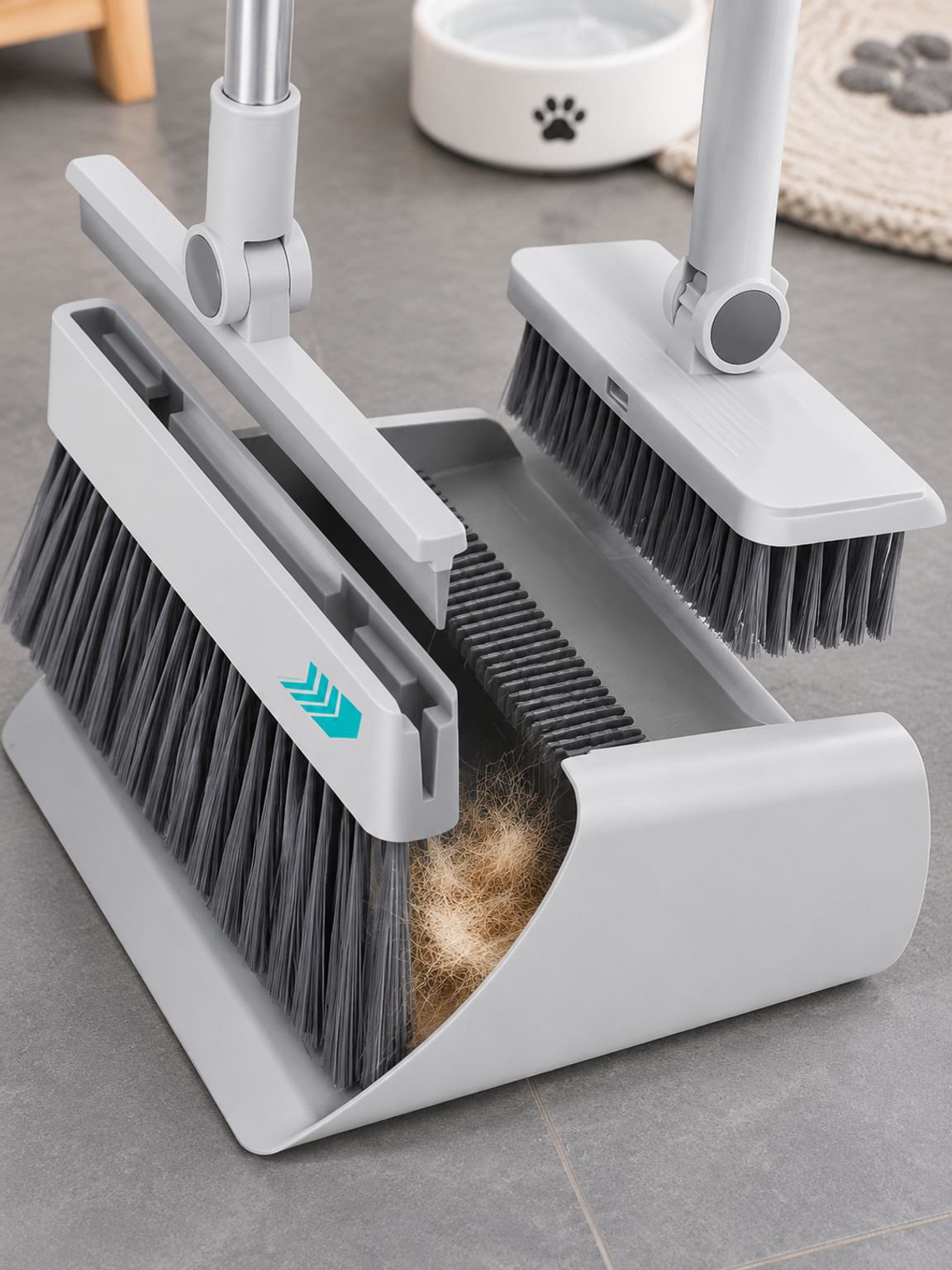 Compact and lightweight broom and dustpan set for easy storage