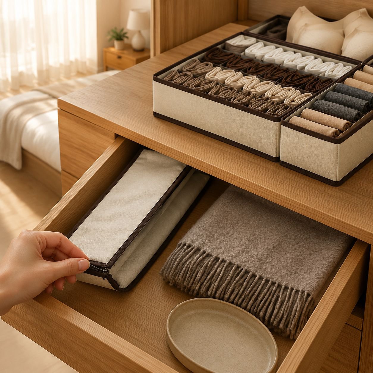 Compartment storage box for organizing undergarments
