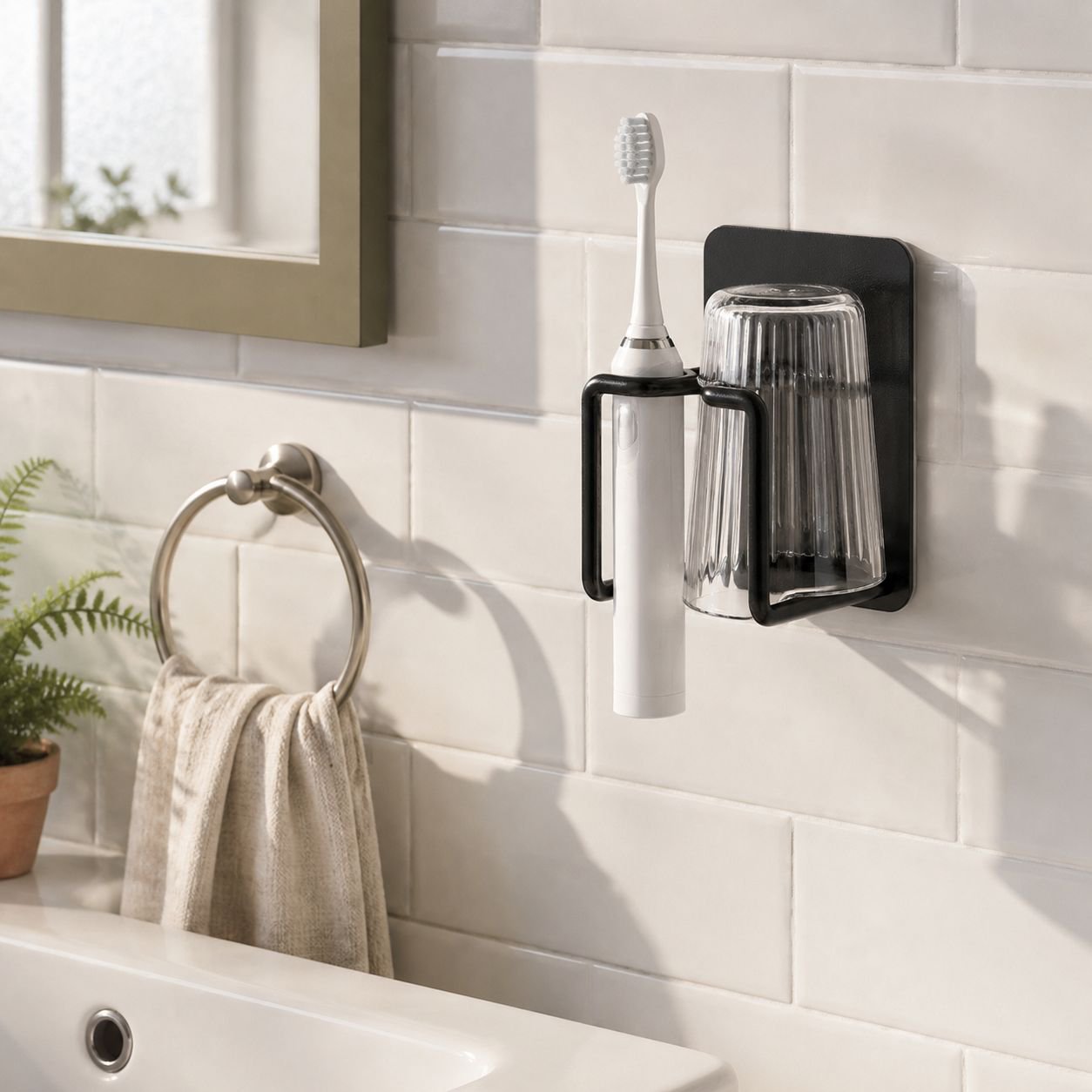 Porte-brosse à dents sans perçage avec gobelet