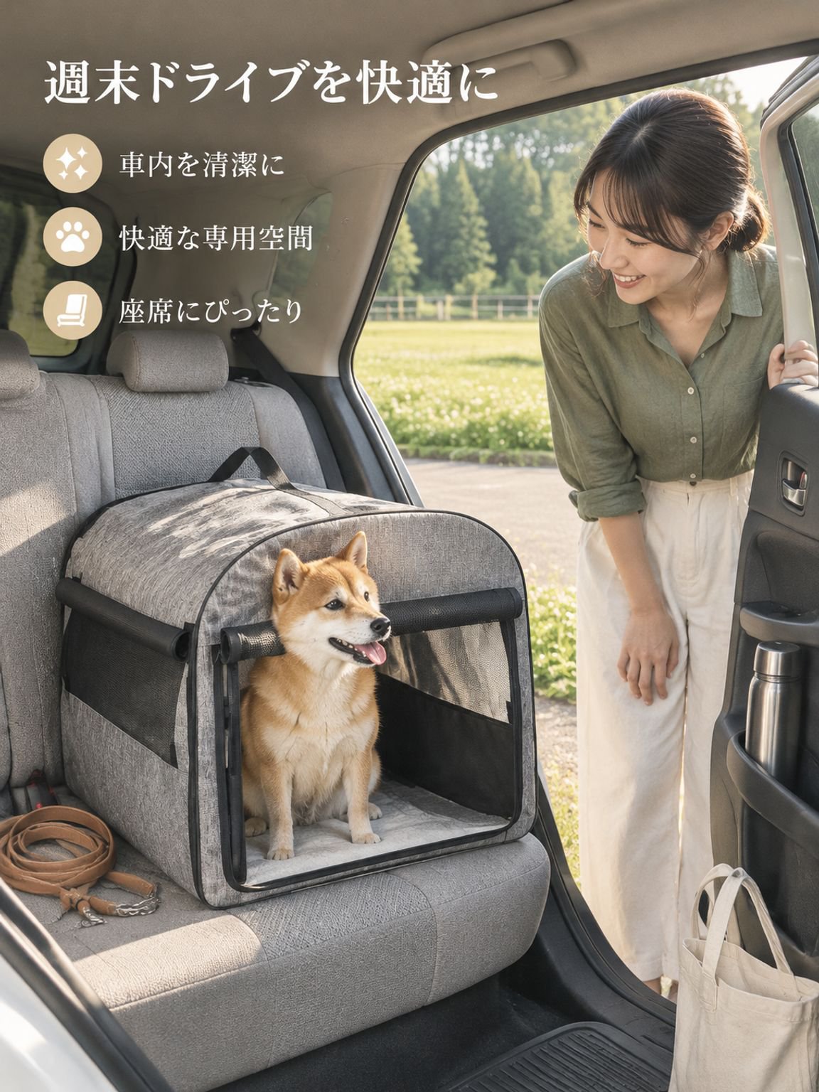 中大型犬用車内汚れ防止・後部座席セパレートマット