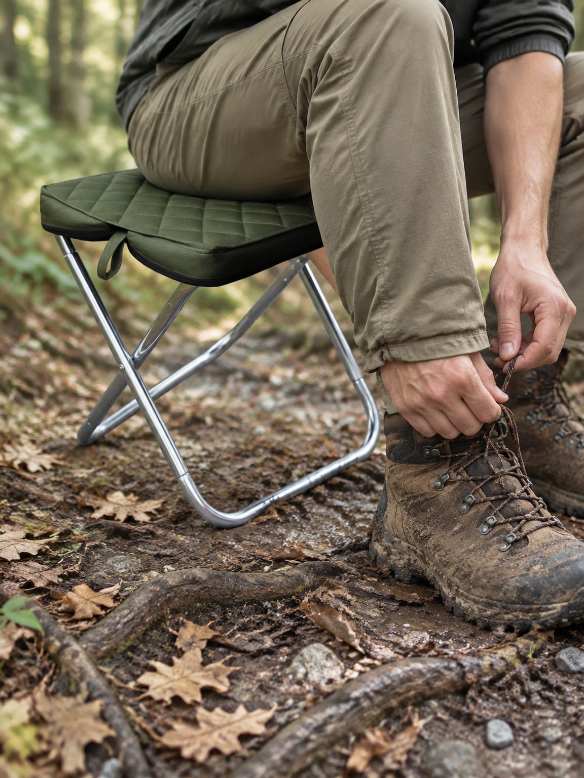 Outdoor-Hocker beim Picknick im Einsatz