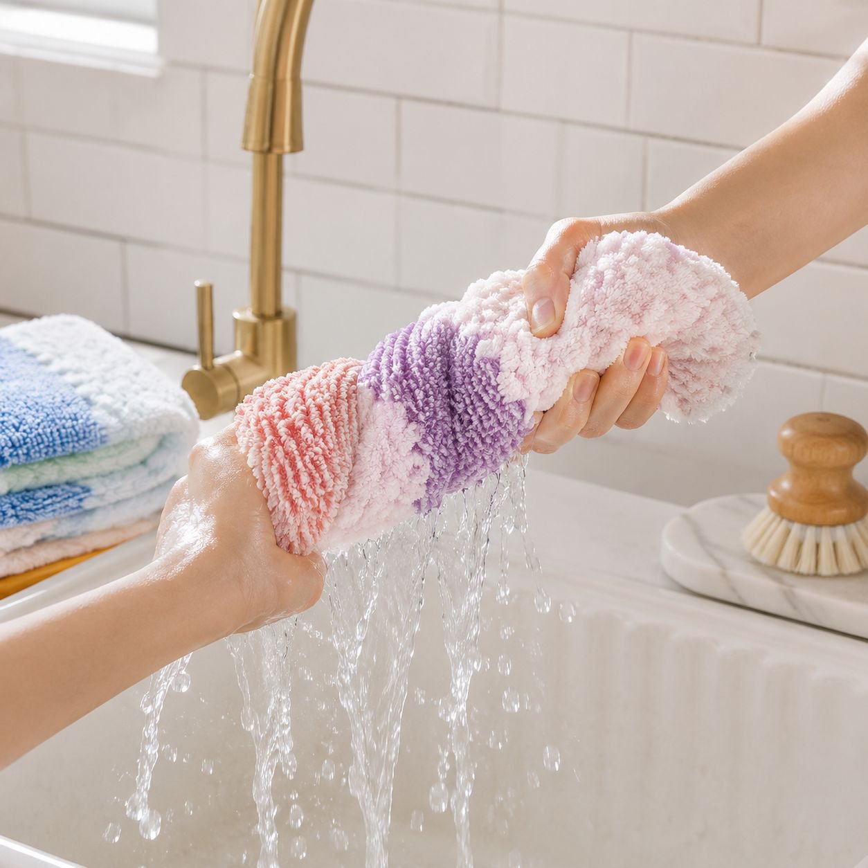 Lint-free kitchen cleaning cloth cleaning dishes