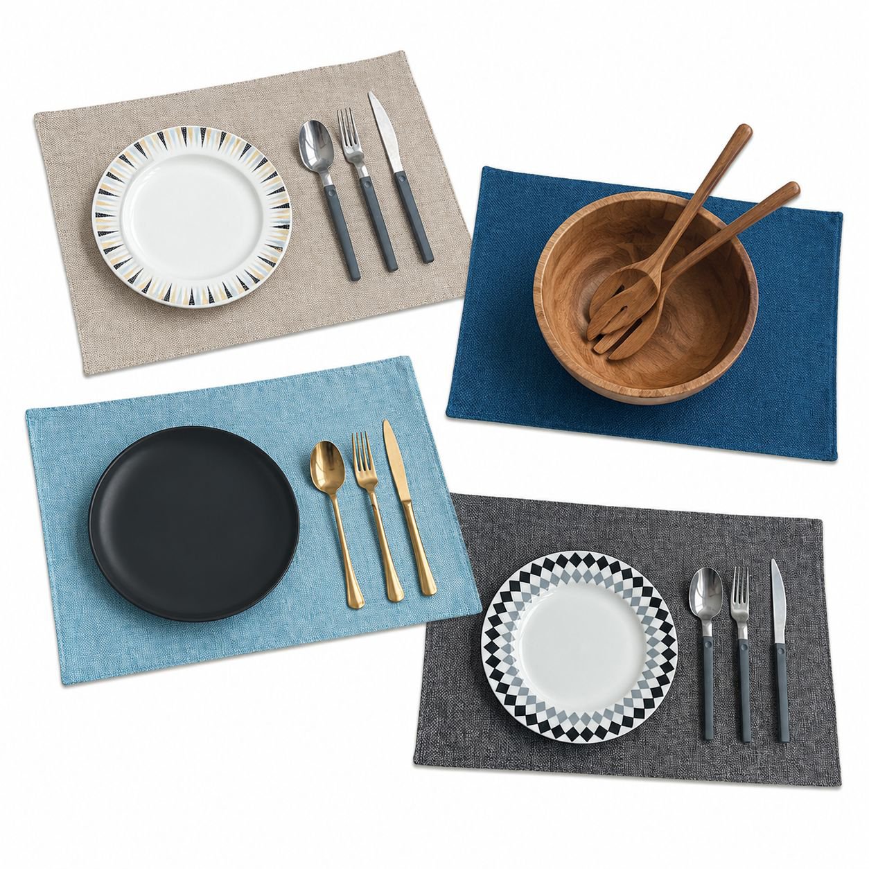 Set of double-layer placemats in various colors