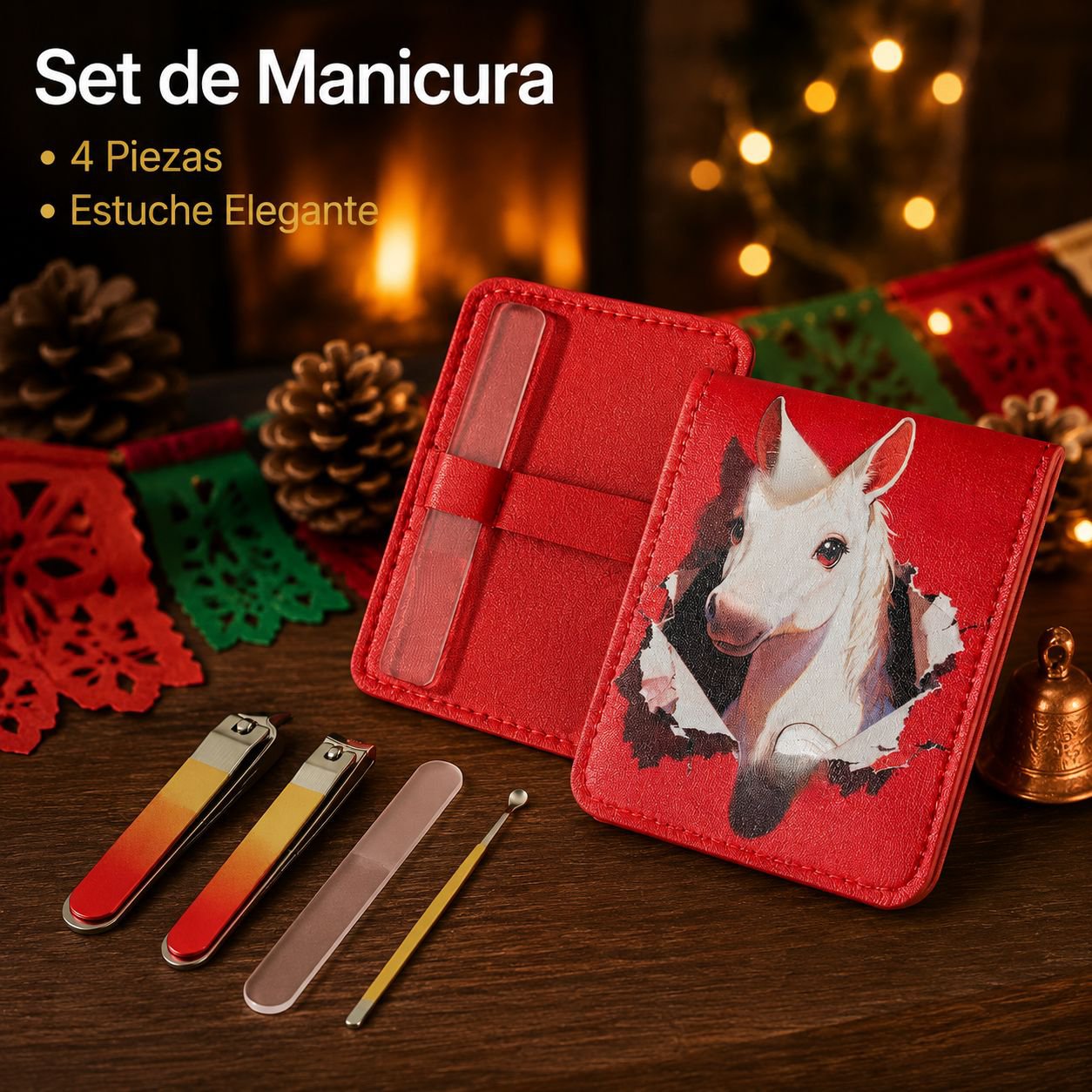 Juego de 4 cortaúñas de acero inoxidable para Año Nuevo