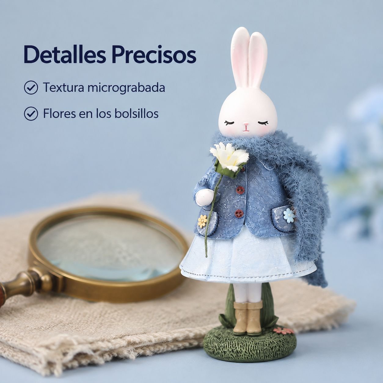 Adorno de resina para mesa de hogar con lindo conejito de dibujos animados