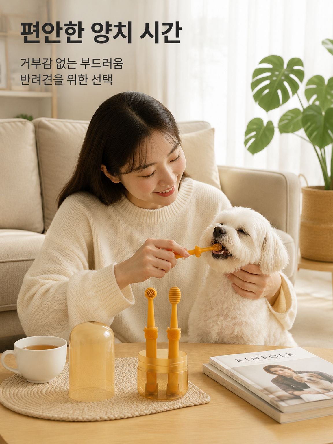 애완동물용 부드러운 실리콘 칫솔