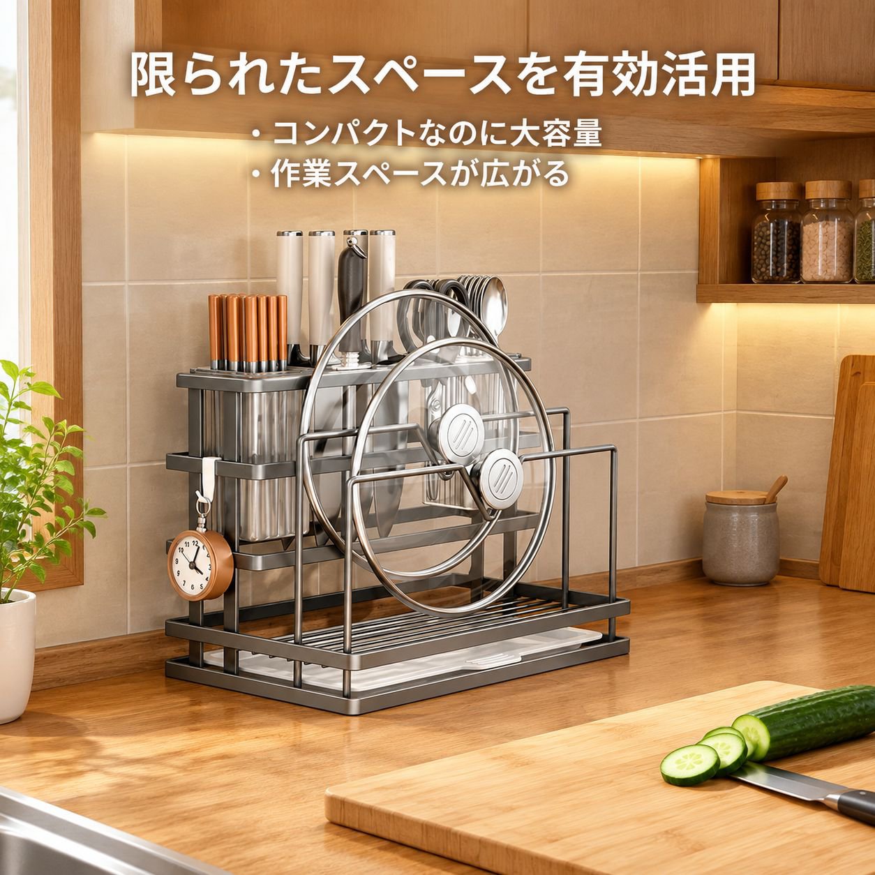 キッチンカウンター用包丁・箸ラック