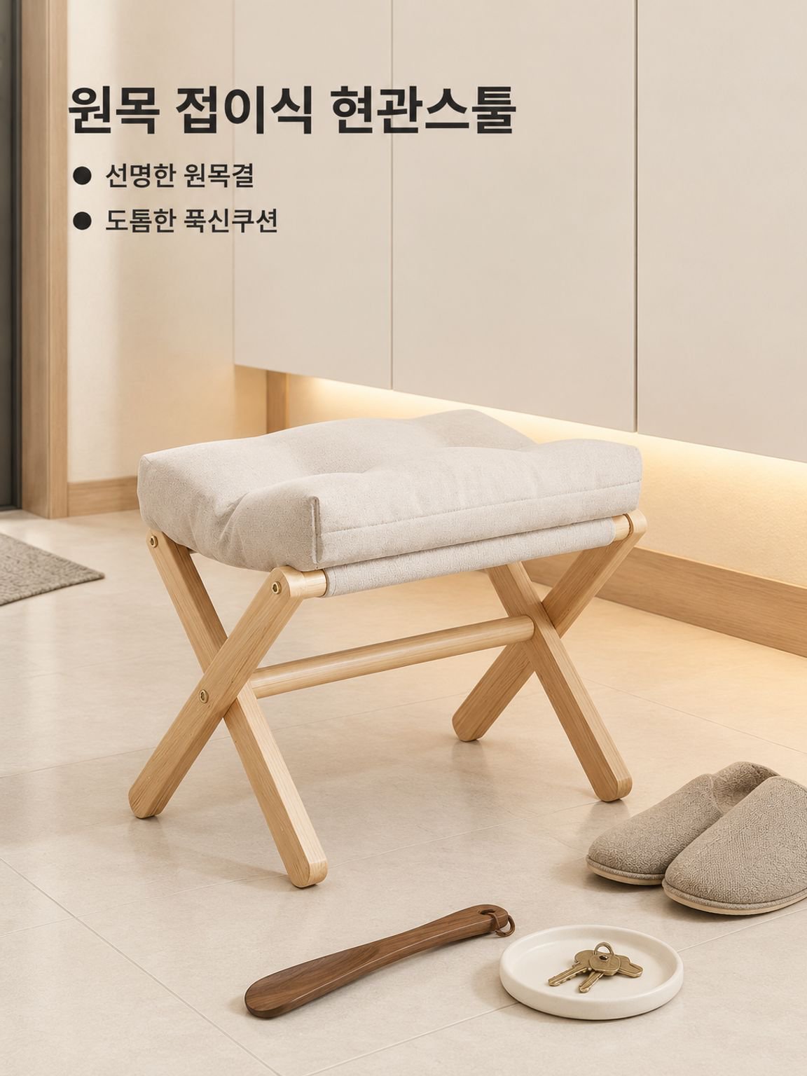 원목 신발 갈아입기용 의자