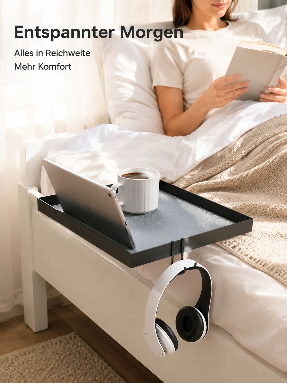 Clip-Design für einfache Befestigung am Bett