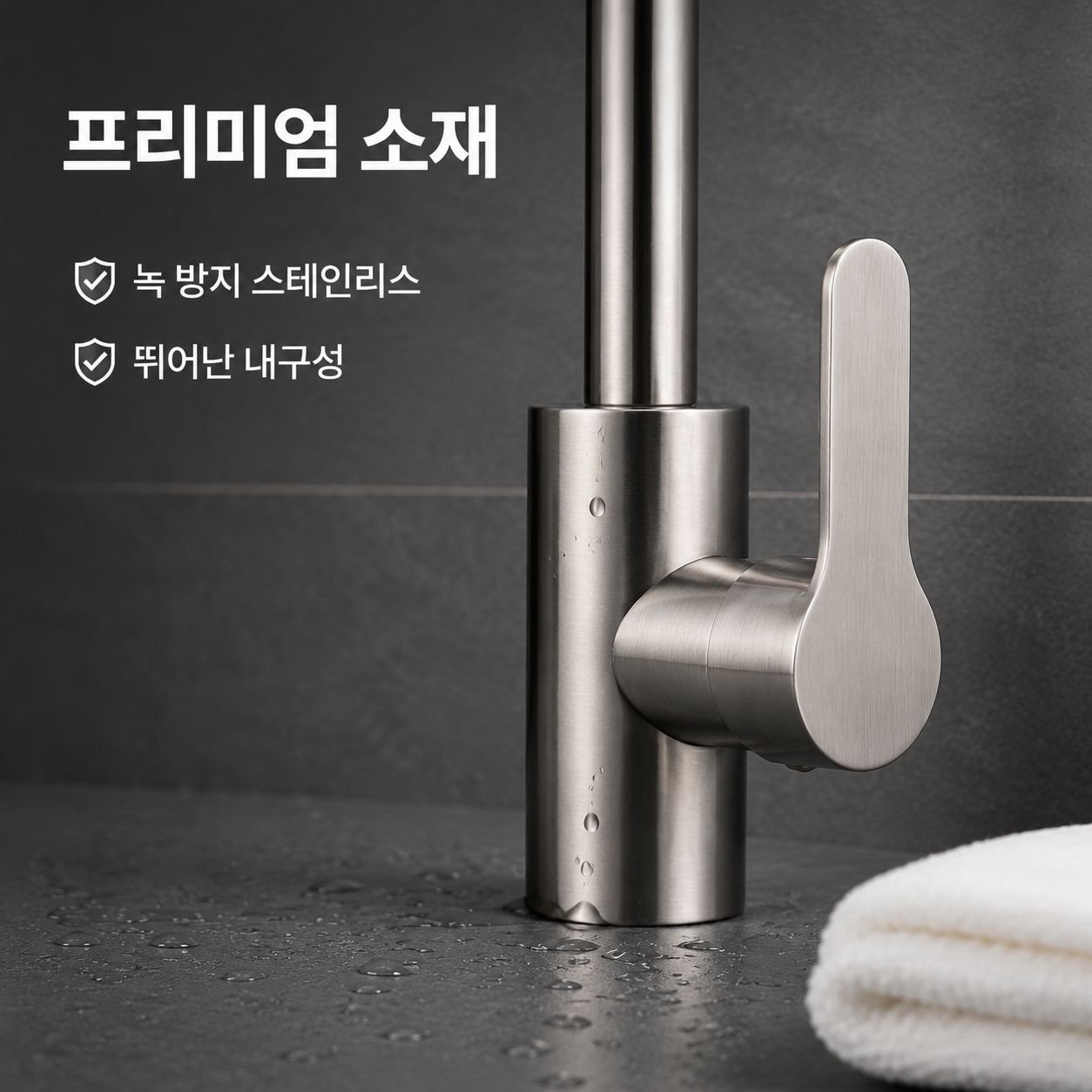 스테인리스 스틸 주방 싱크대 회전식 수도꼭지