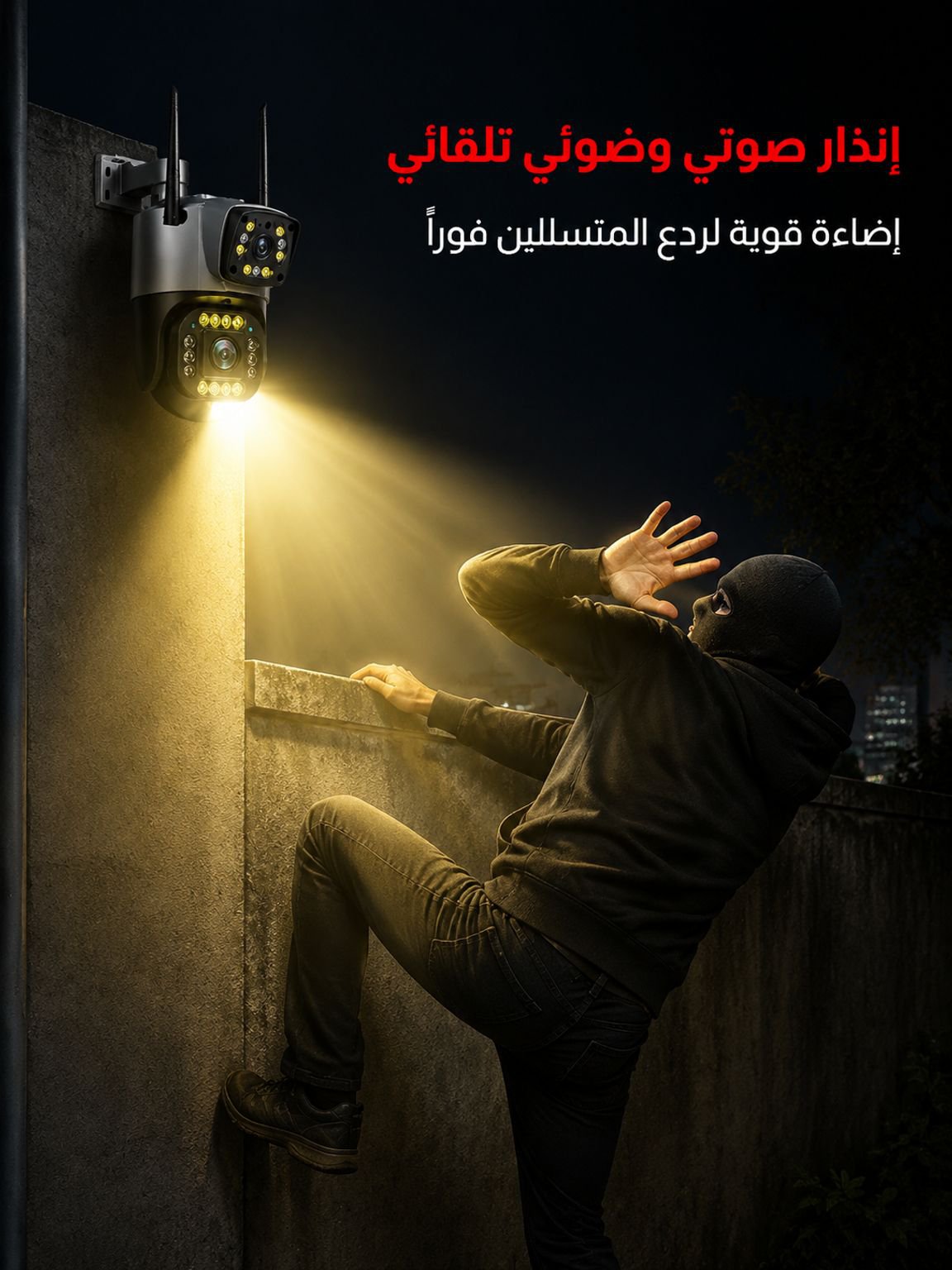 【حماية المنزل】كاميرا مراقبة بعدستين مع تنبيه تلقائي