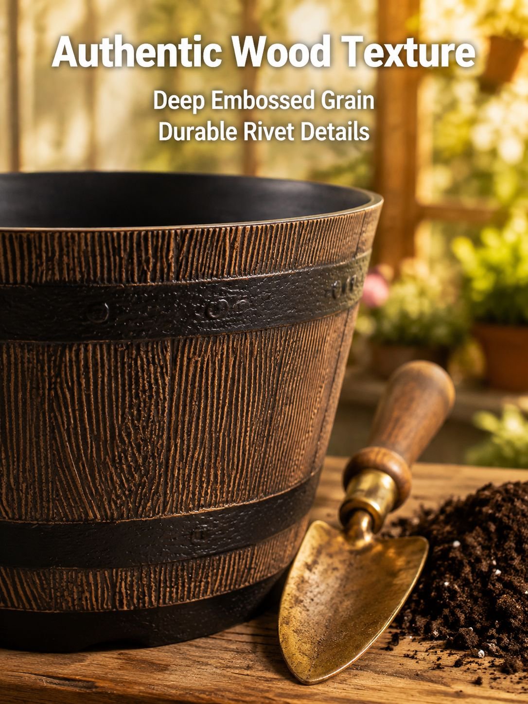 Thickened Wooden Barrel Flower Pot