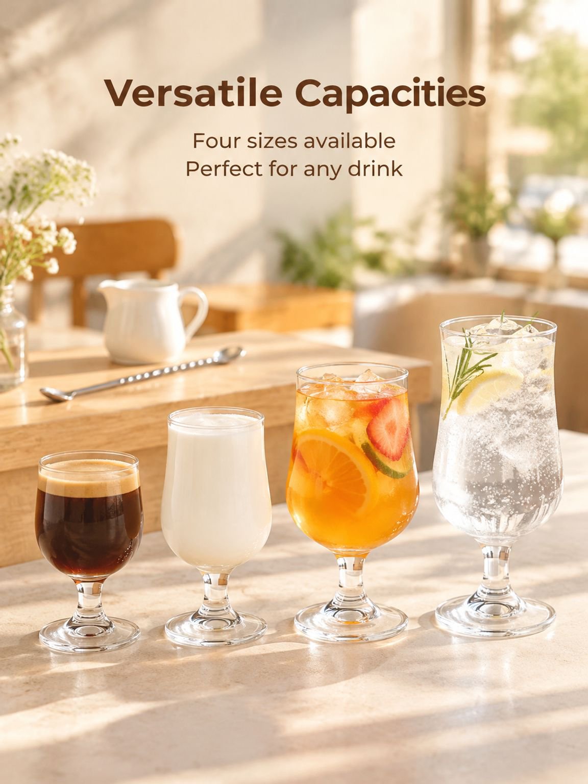 Goblet-style drinking glass for milkshakes and smoothies
