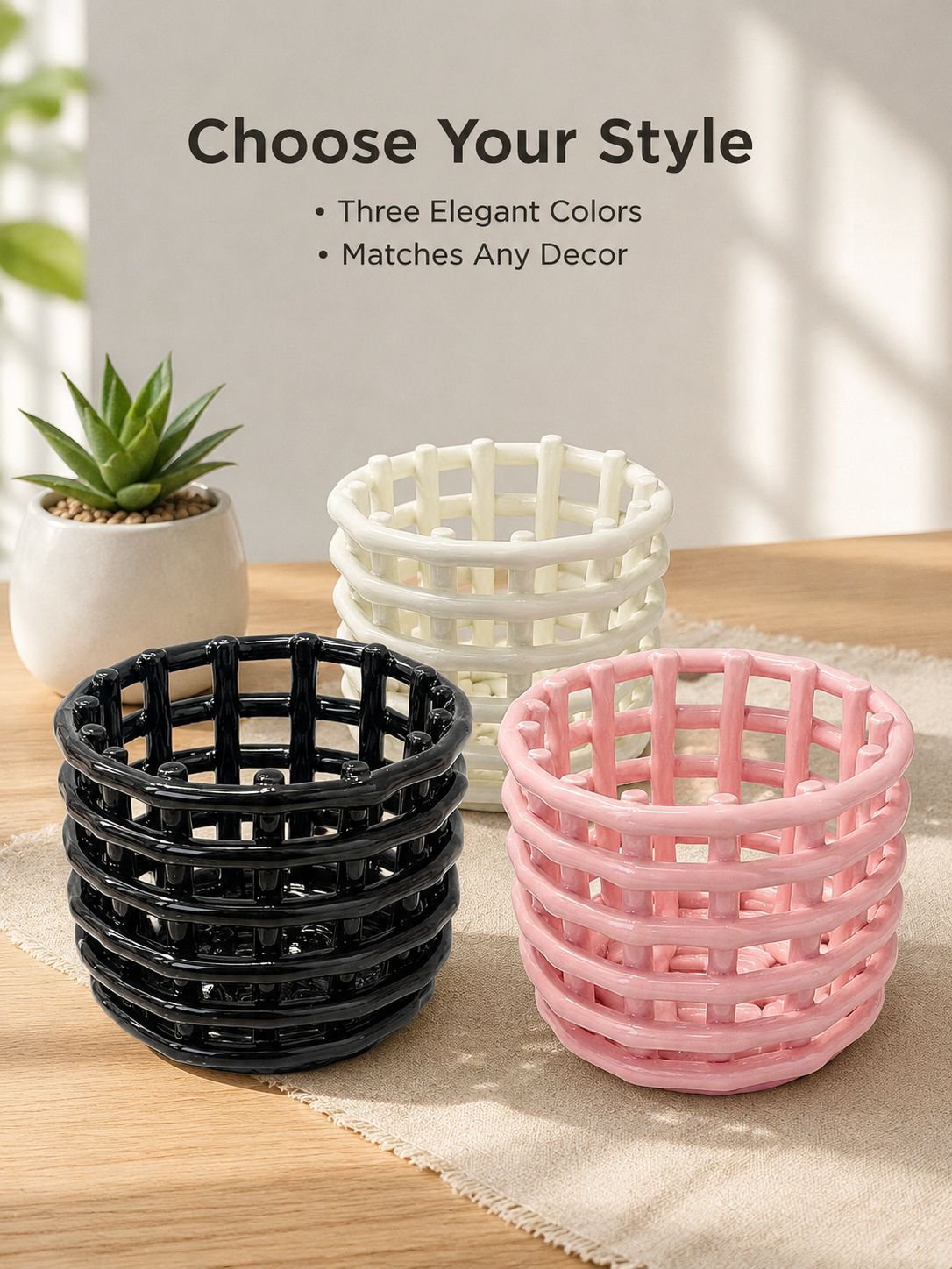 Ceramic Countertop Organizer Basket