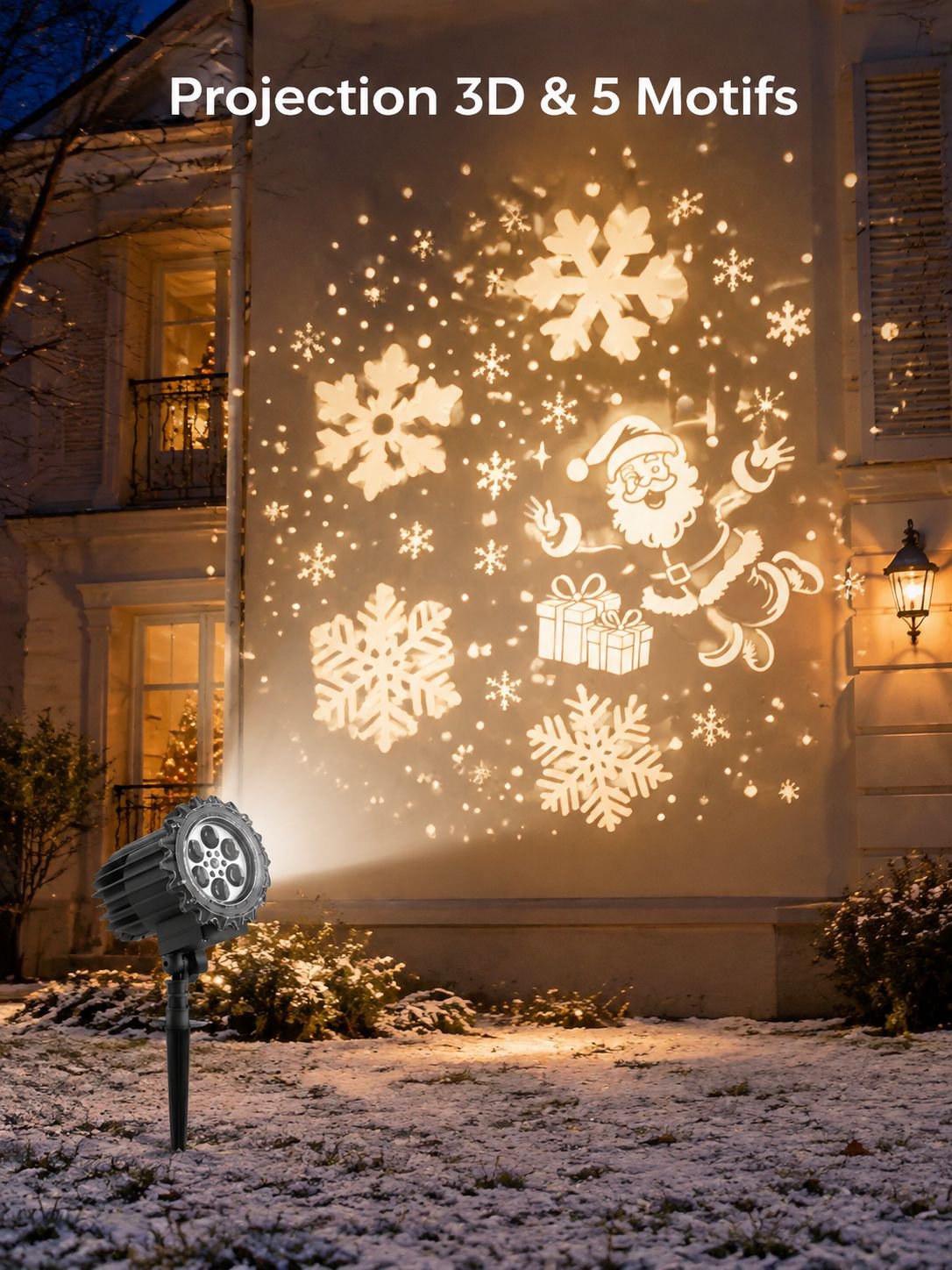 Lampe de projection de Noël extérieure étanche haute luminosité lampe de flocon de neige européenne 