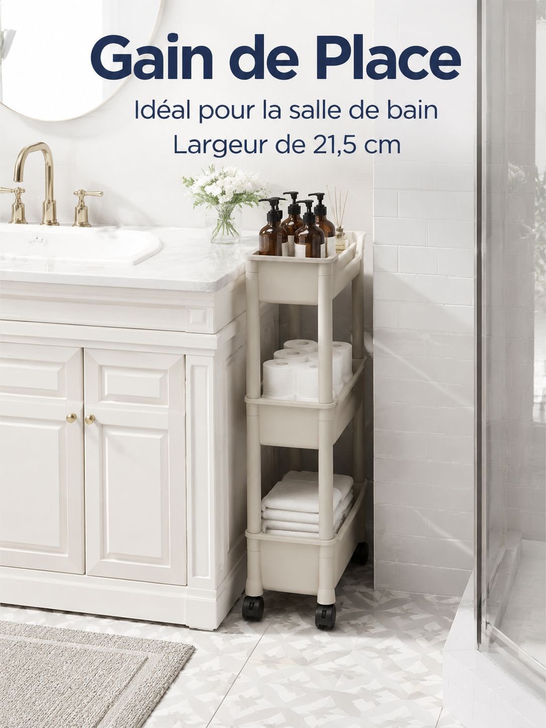Étagère murale de salle de bain facile à intégrer