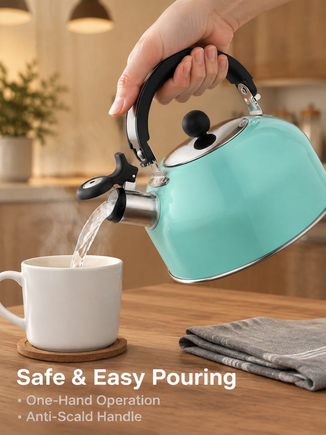 Flat-bottomed stainless steel kettle