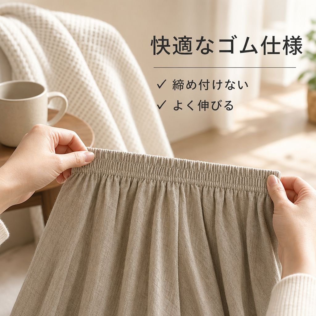 ウエストゴム付き花柄二重レイヤースカート