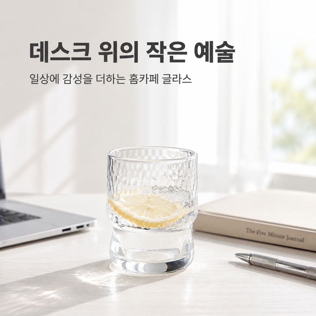 해머 패턴 유리컵, 고급스러운 인스타 감성 커피컵