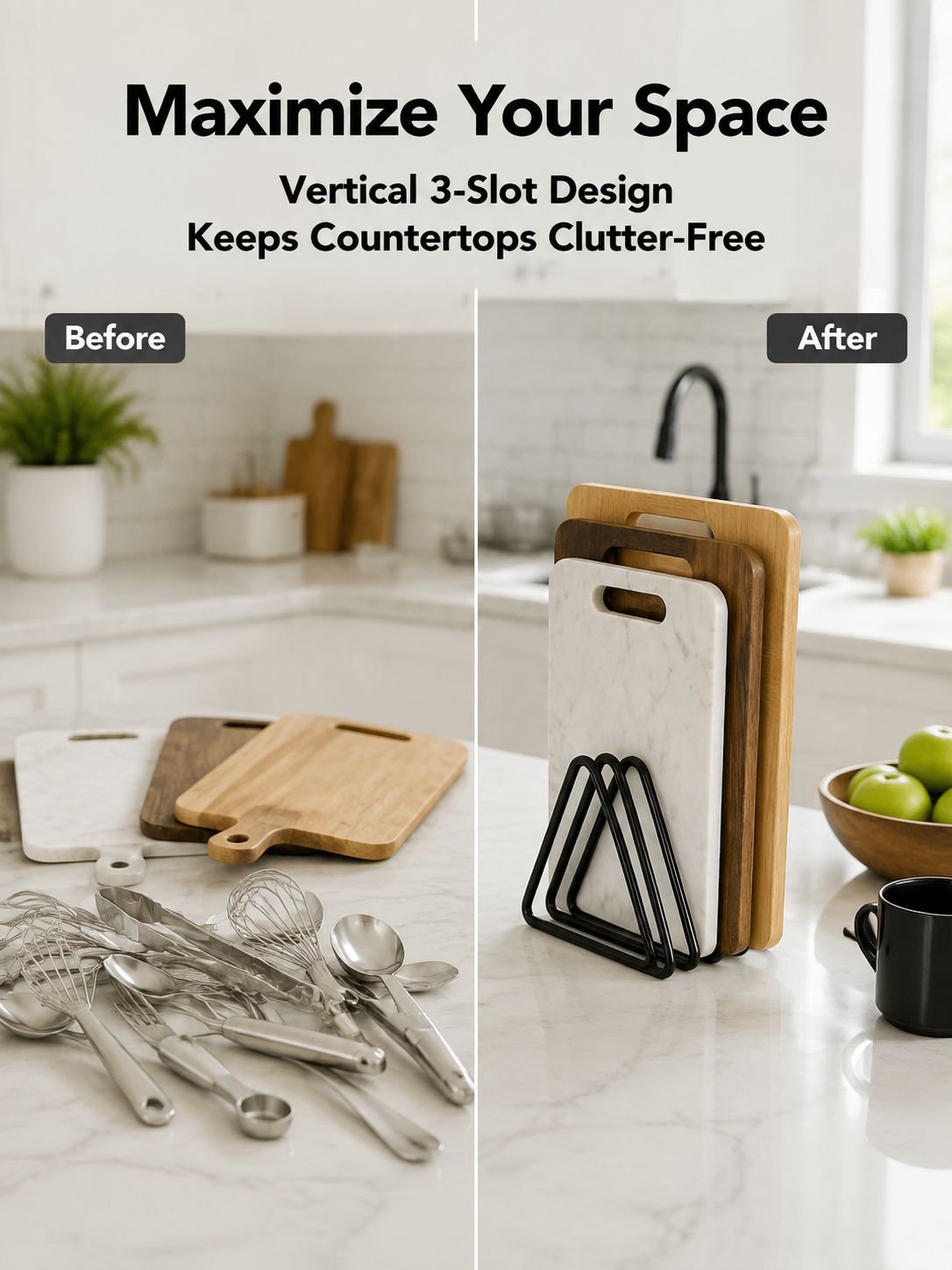 Iron tabletop cutting board rack, metal cutting board storage rack, kitchen-specific vertical cuttin