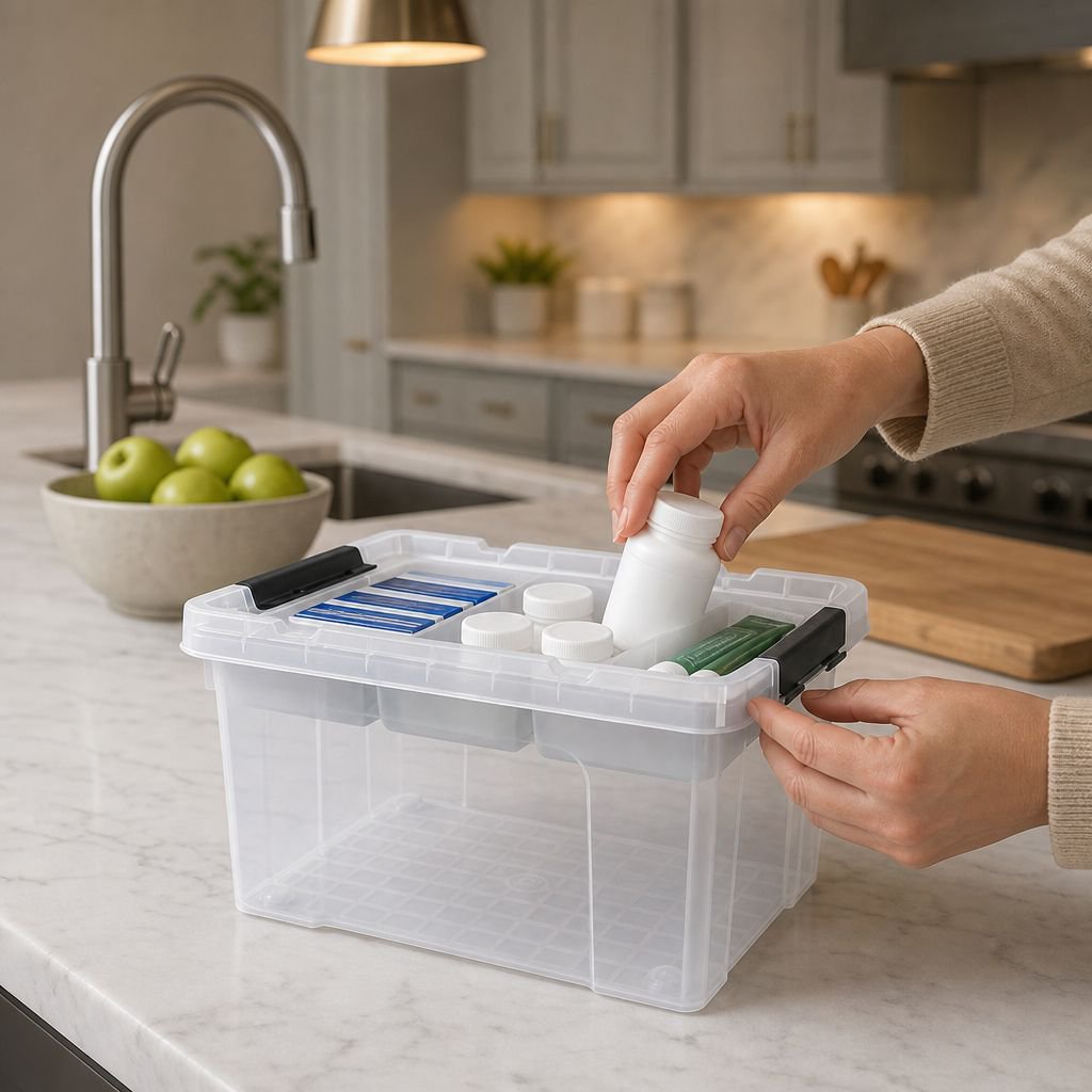 Caja plástica resistente para almacenamiento doméstico