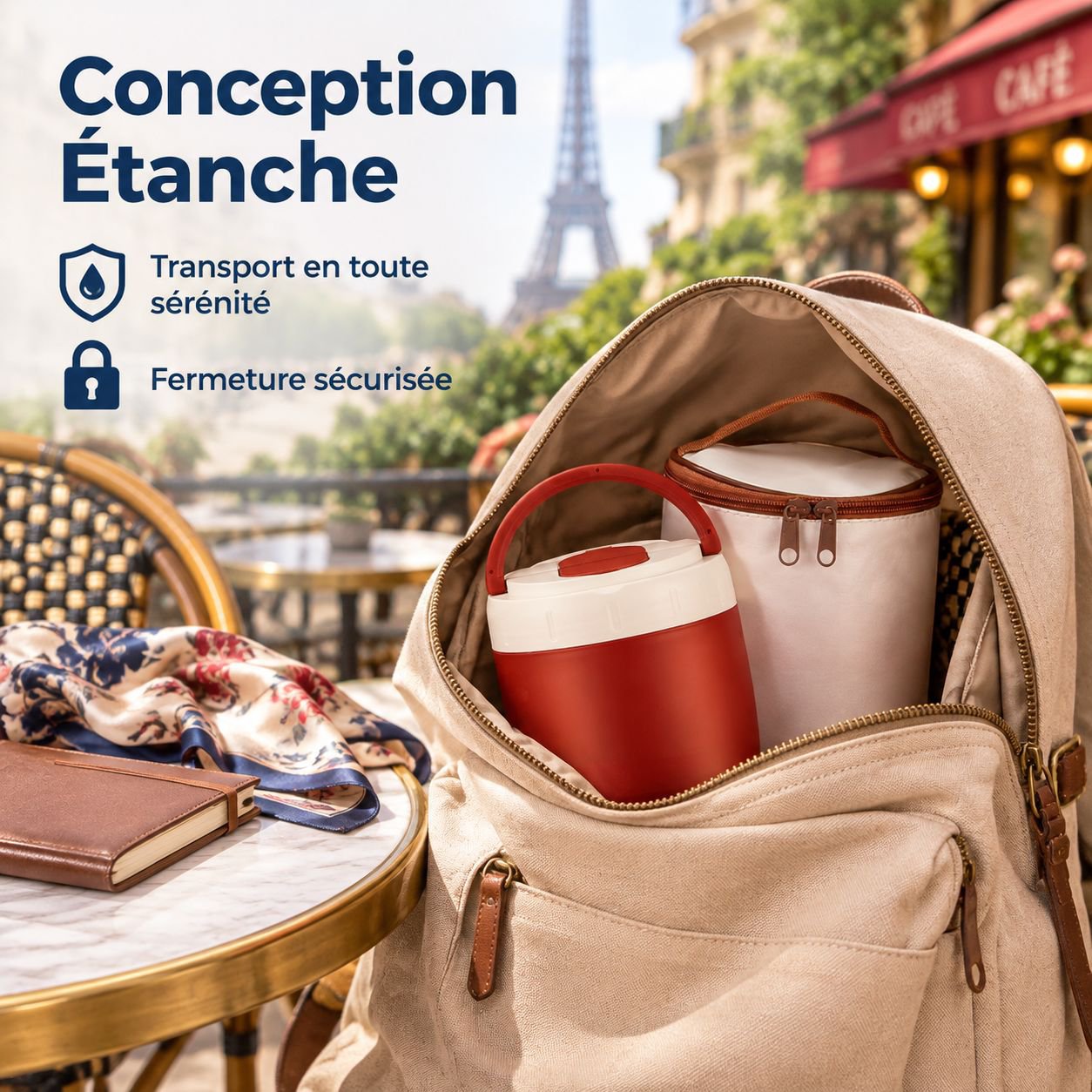 Boîte Repas Isotherme en Inox Bento Portable avec Poignée Étudiant Bureau