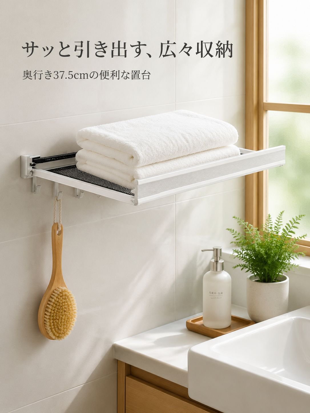 穴あけ不要の折りたたみ式伸縮収納ラック