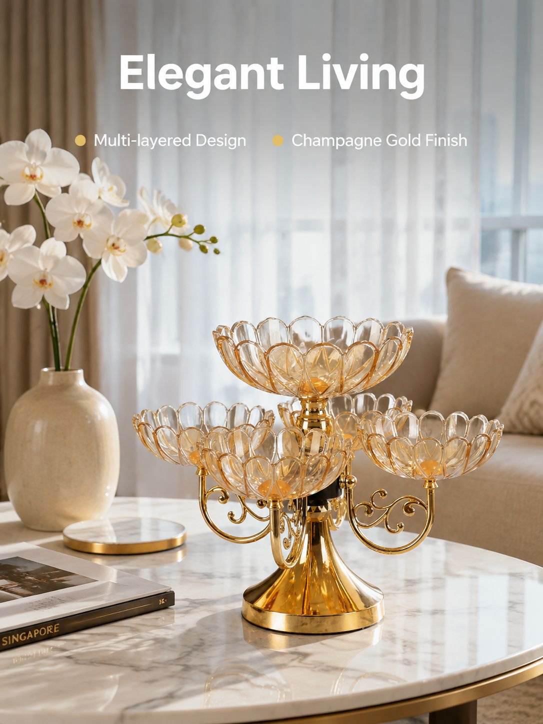 Multi layered rotating high-end crystal fruit plate