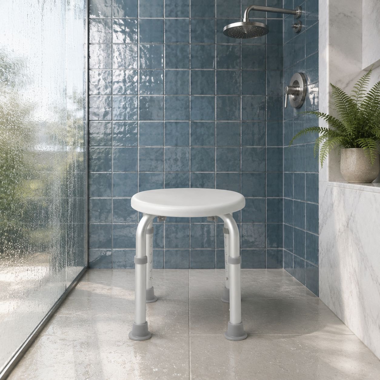 Aluminum Alloy Shower Chair for Elderly, Non-Slip Bathroom Stool