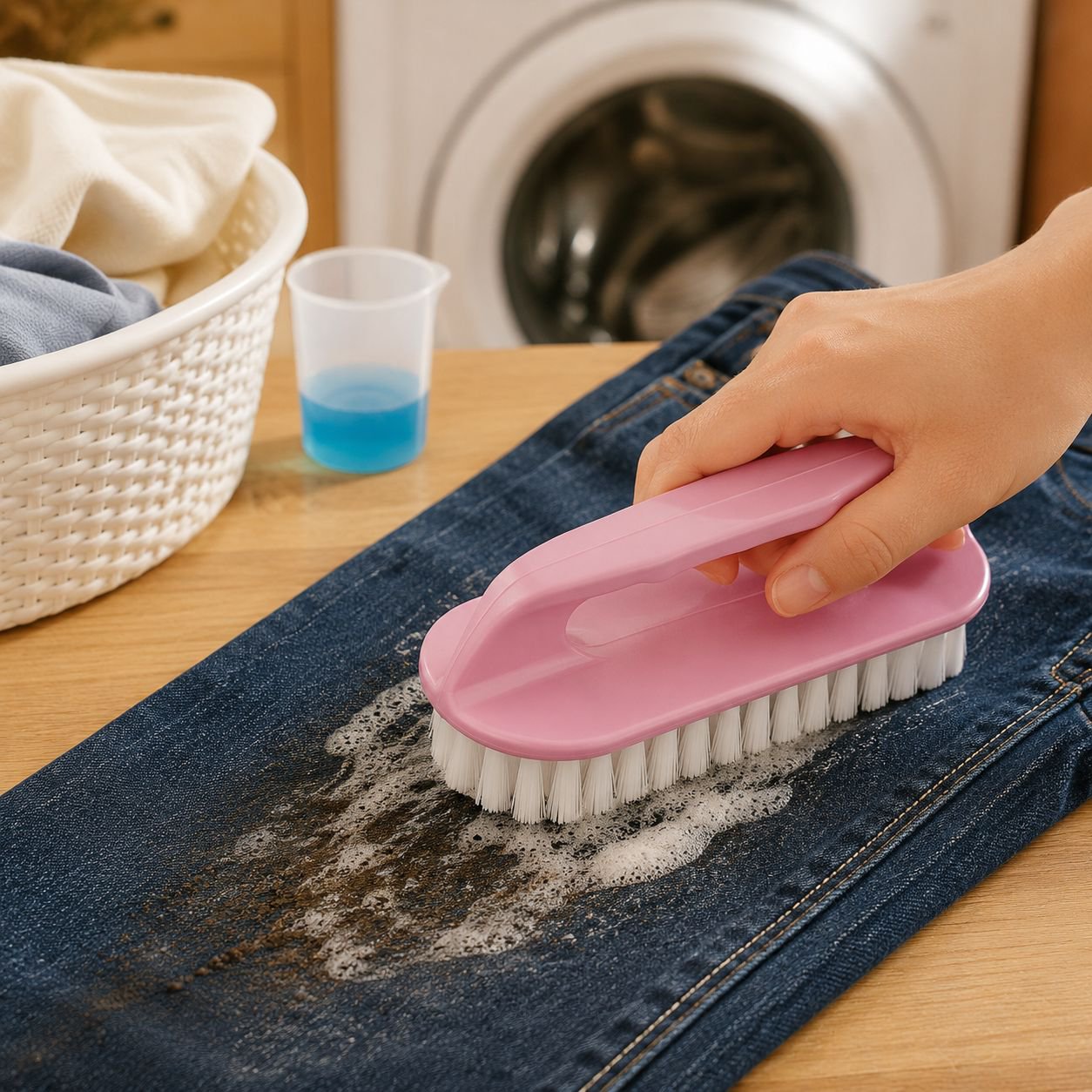 Household brush ideal for washing shoes and fabrics