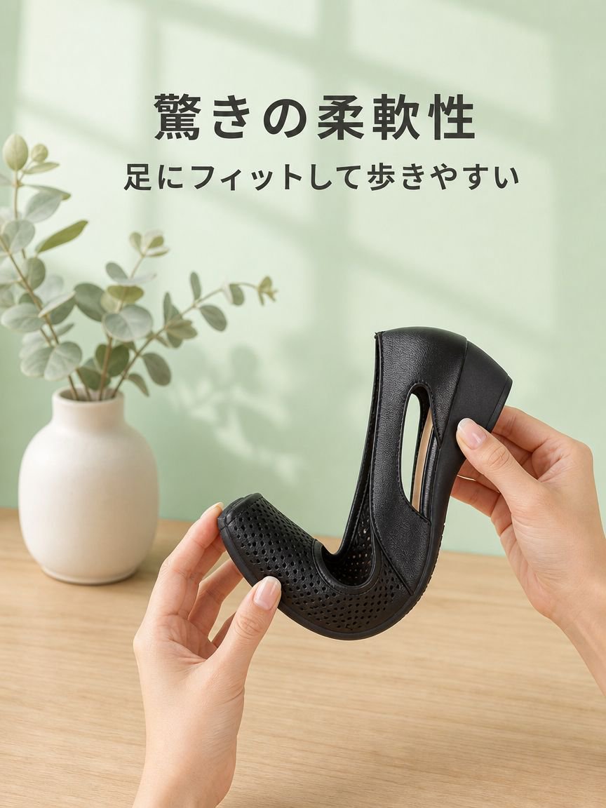 レディースウェッジソールパンチングパンプス