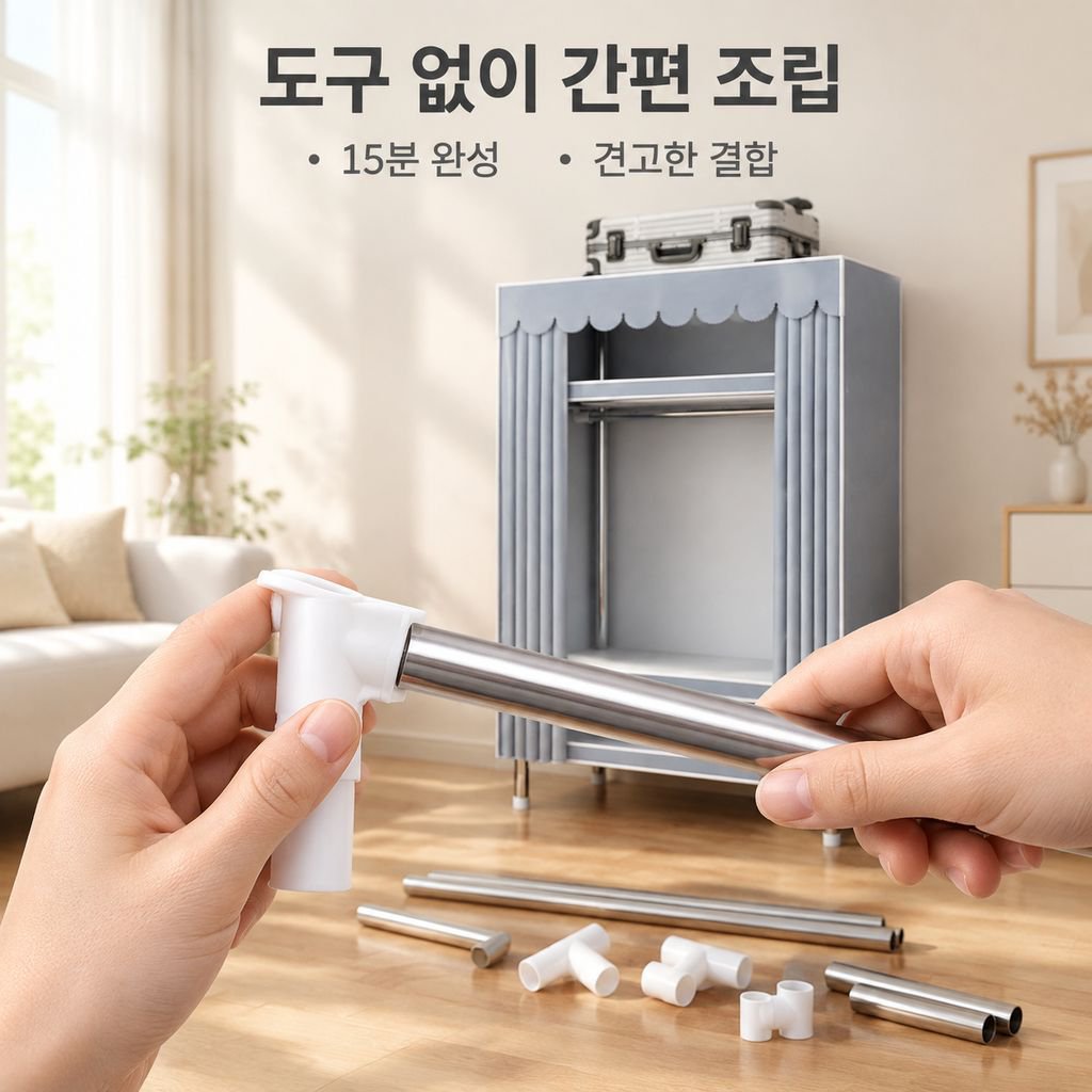 가정용 침실 튼튼한 스틸 프레임 조립식 패브릭 옷장 원룸 수납장