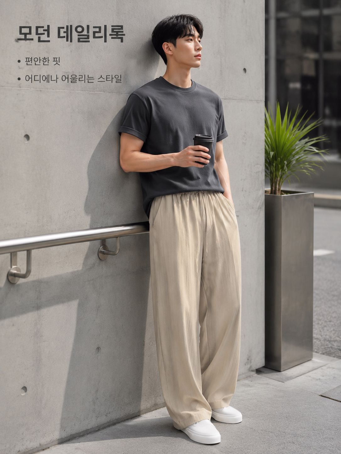 아이스 실크 통기성 캐주얼 슬랙스