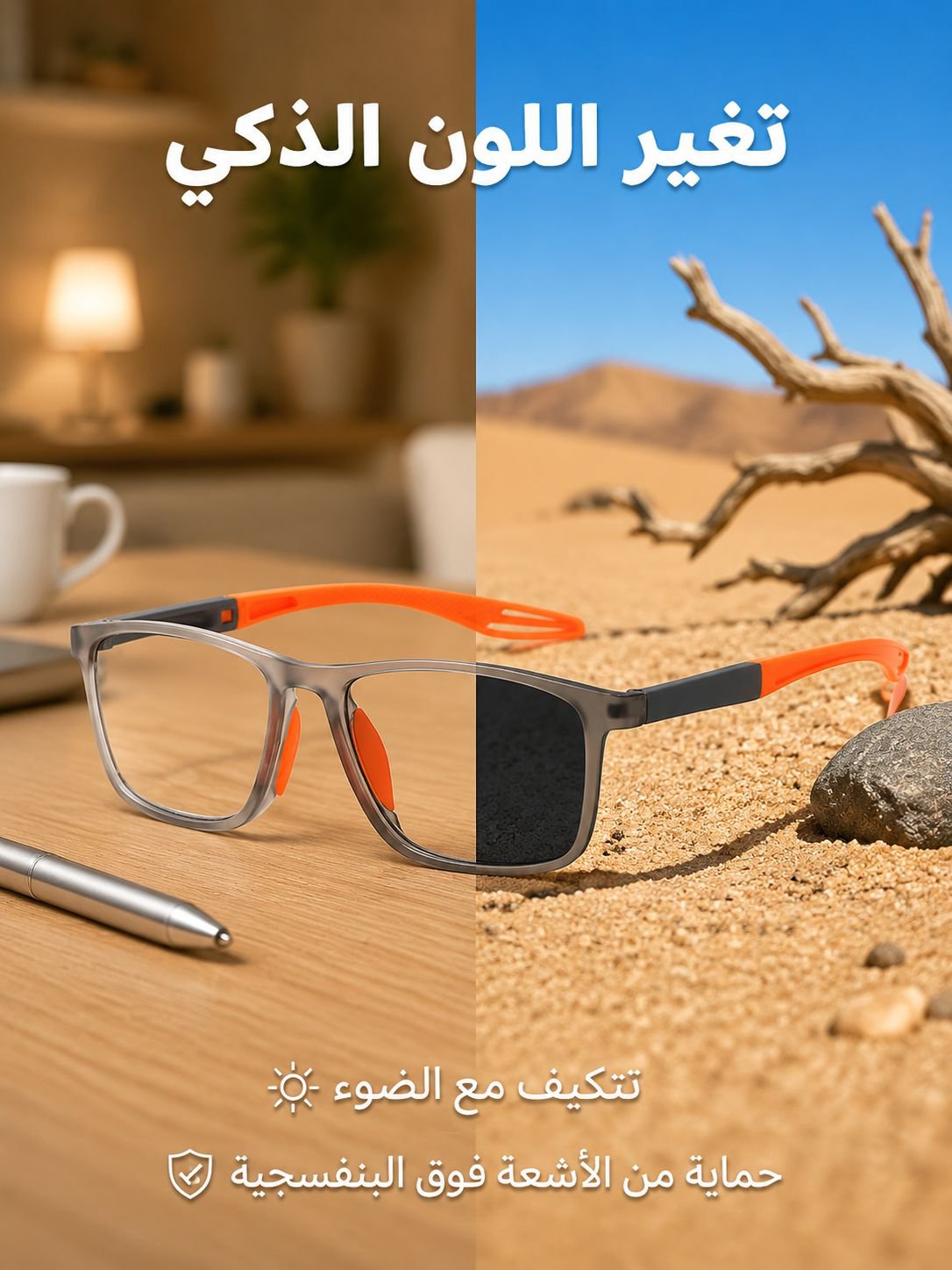 نظارات SL الرياضية 2 في 1 مضادة للأشعة فوق البنفسجية ومتغيرة اللون