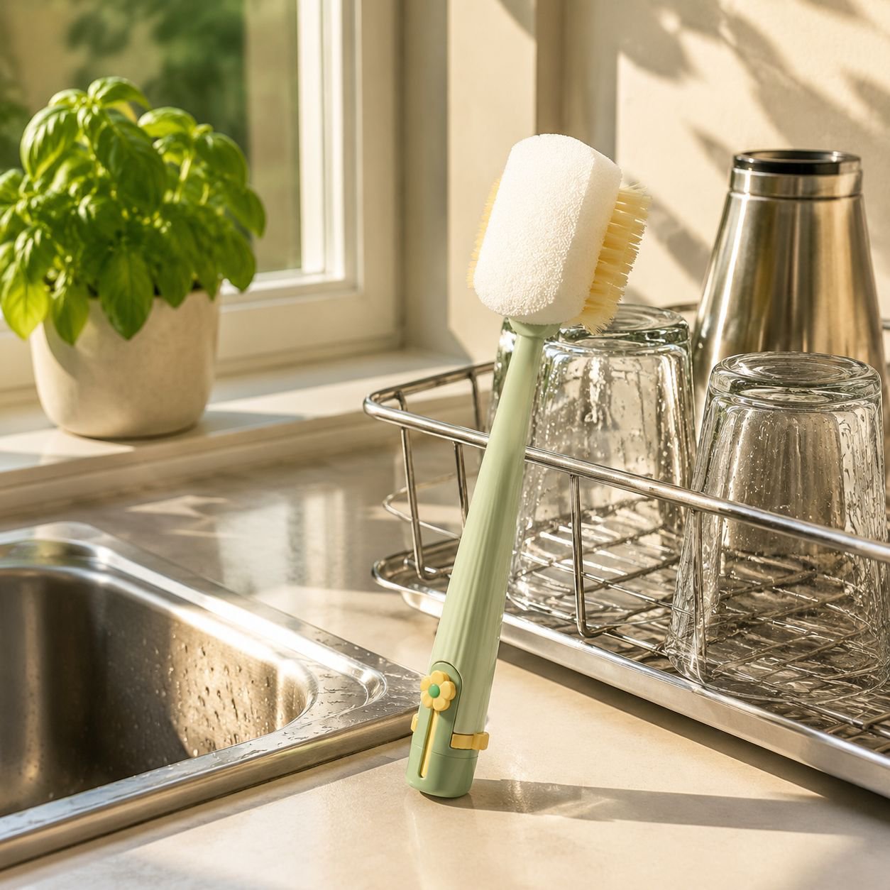 Reusable bottle cleaner suitable for various drinkware
