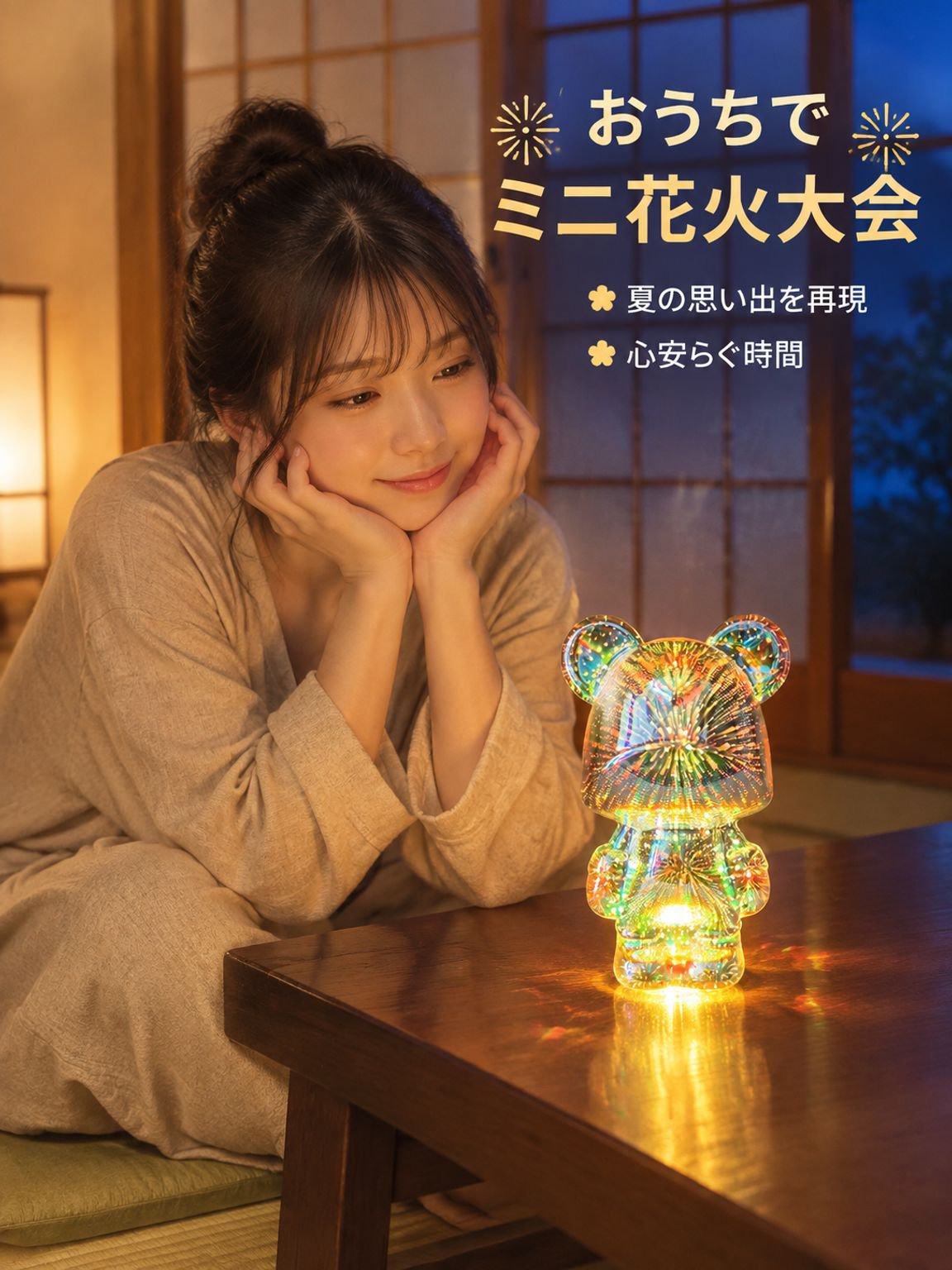 3Dガラス花火オブジェ