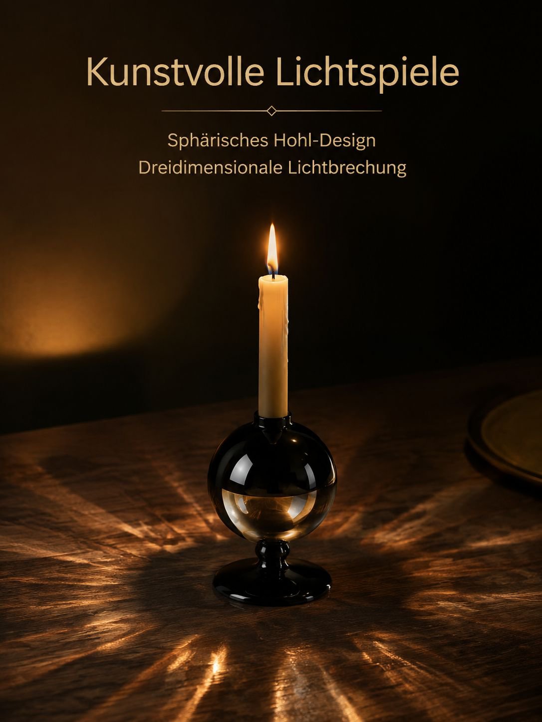 Detailansicht des modernen Kerzenhalters aus Glas