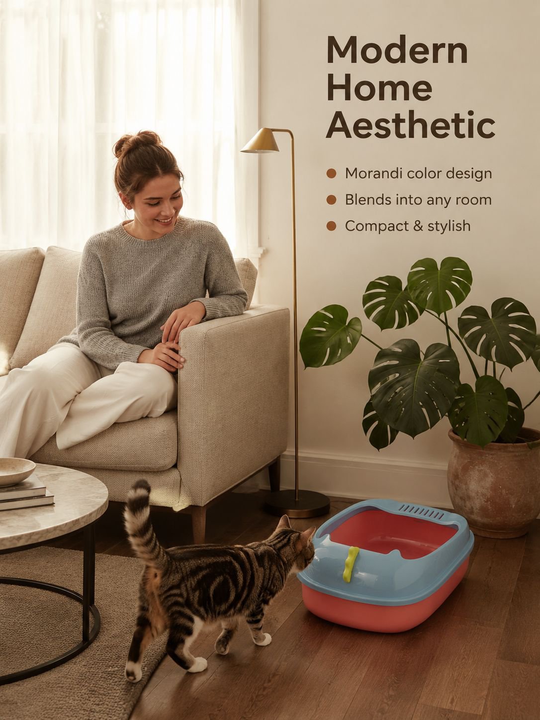 Semi-enclosed litter box