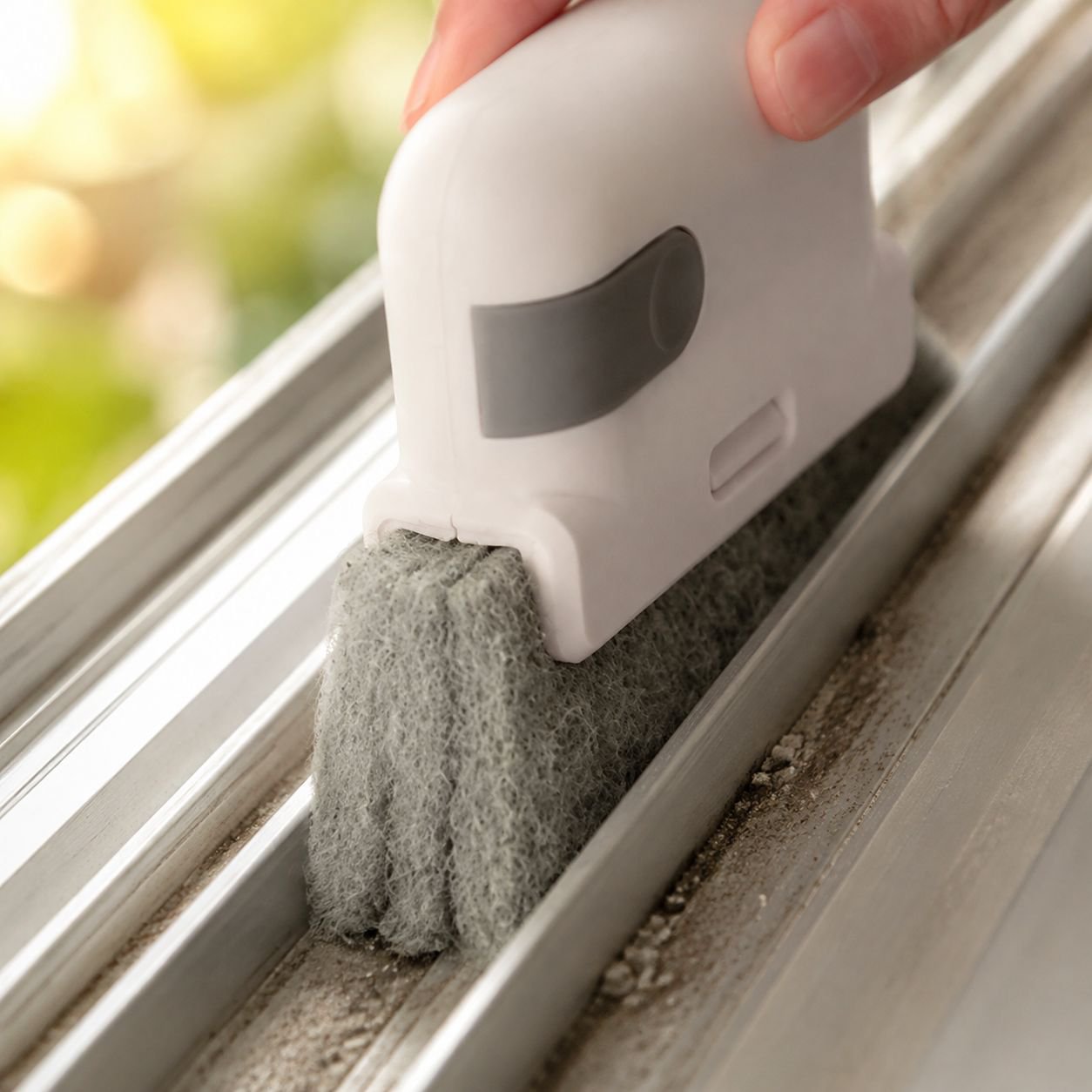 Cepillo de limpieza multifuncional para rieles de ventanas