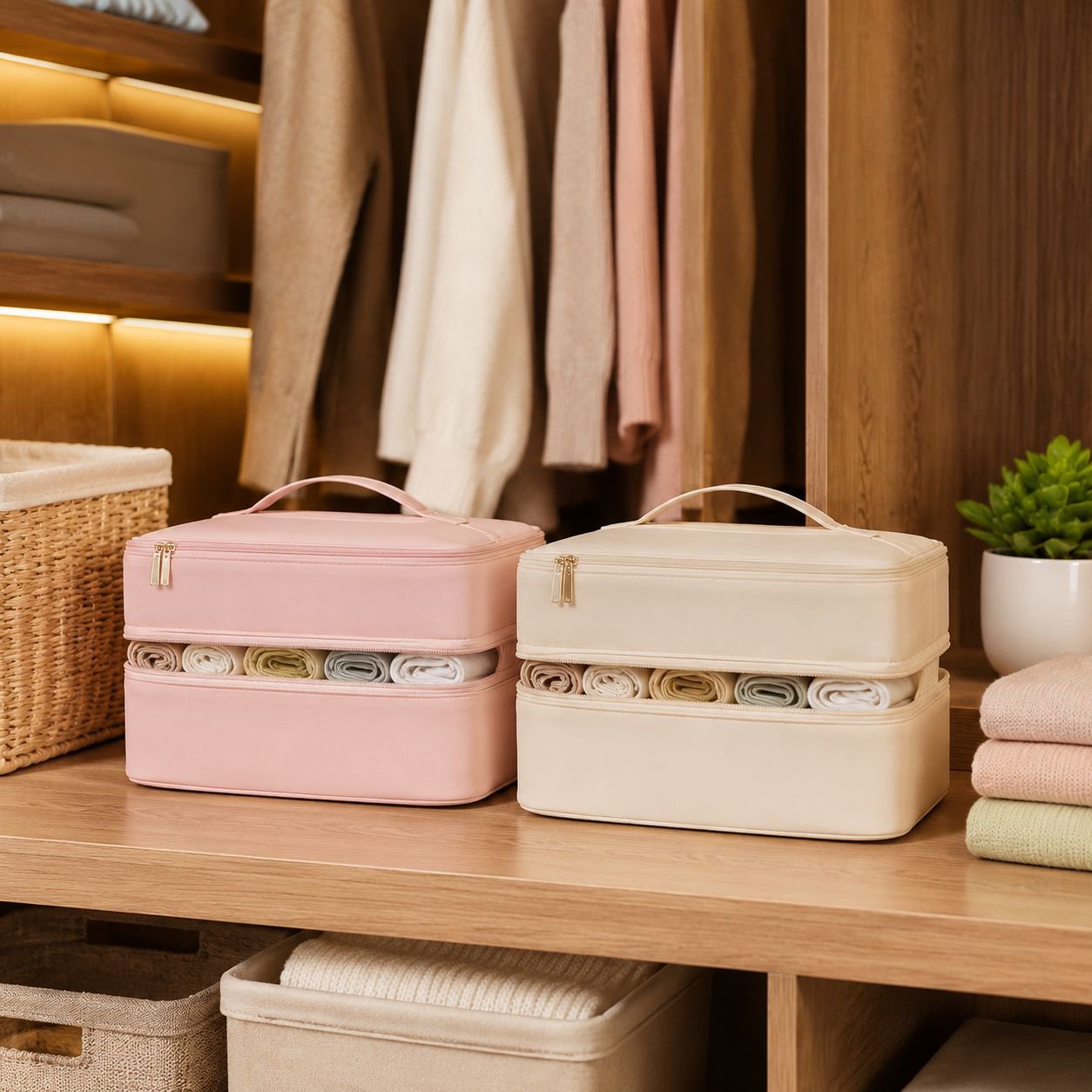 Versatile storage bag holding bras, socks, and underwear