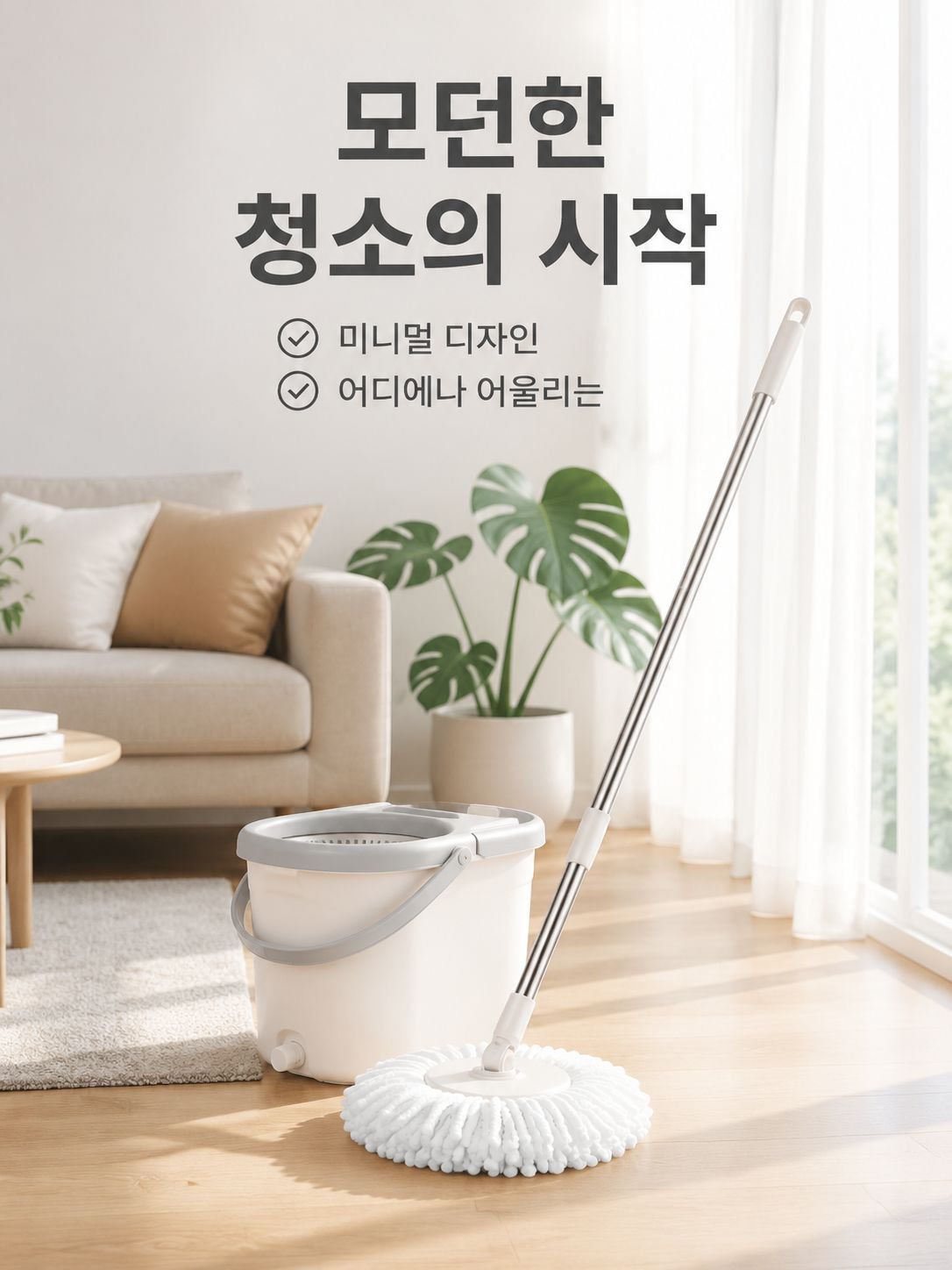 가정용 회전 물걸레 청소기 세트 손쉬운 청소 필수품