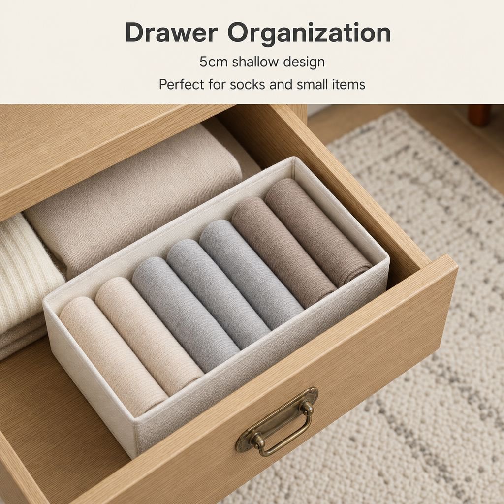 Cotton and linen fabric clothing storage box