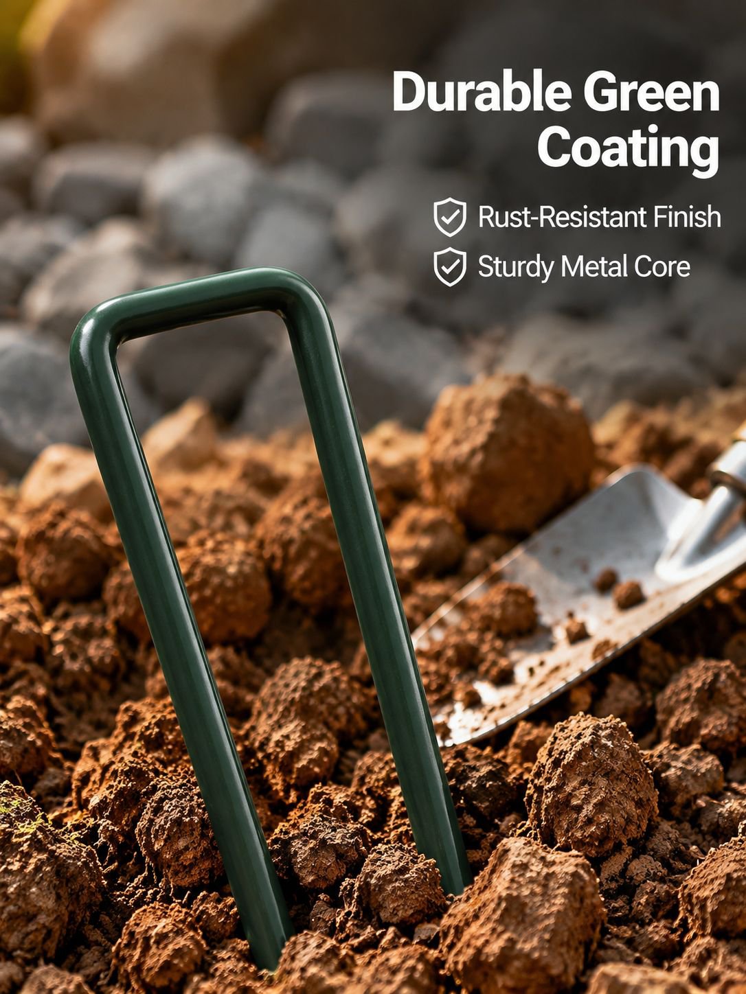 Rust-resistant U-shaped ground pegs for outdoor use