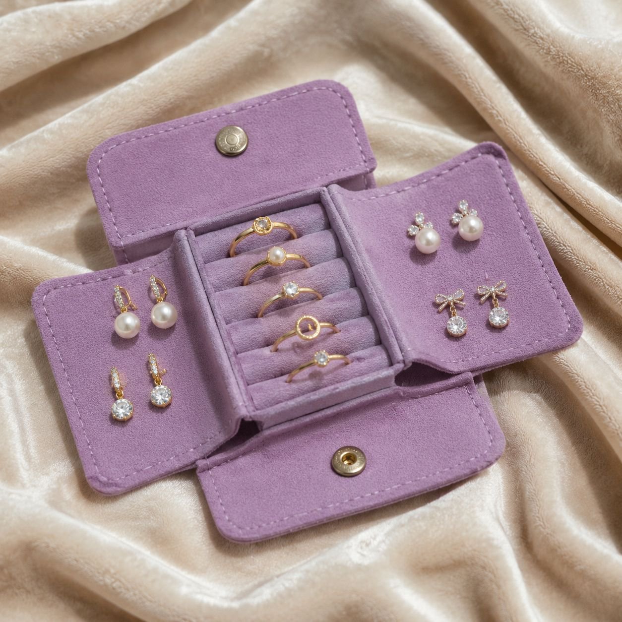 Travel-Friendly Compartmentalized Jewelry Storage Bag for Rings and Earrings