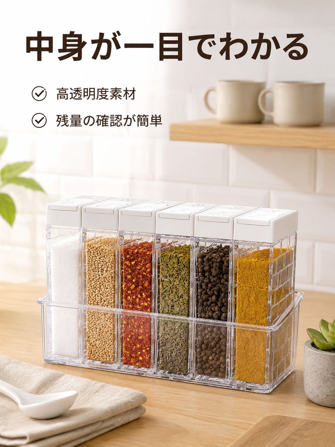キッチン用透明調味料ボトル