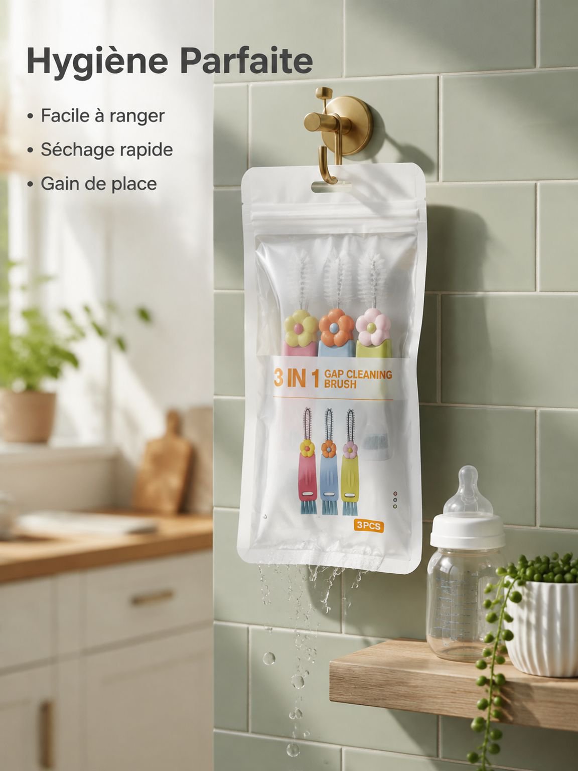 Brosse multifonction 3-en-1 pour couvercle de tasse, adaptée aux biberons et gobelets